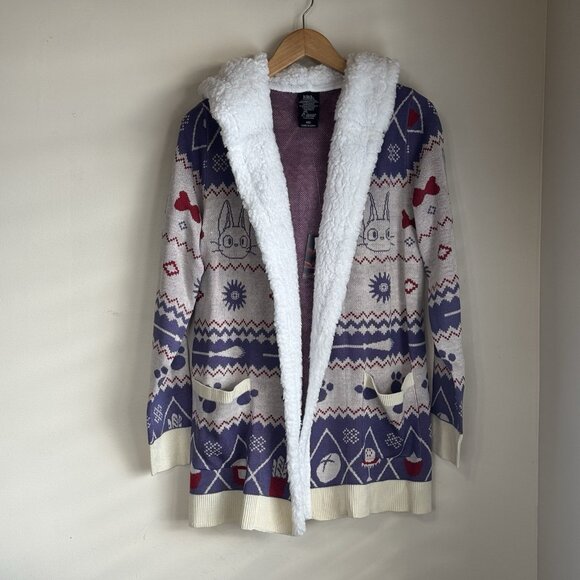 Her Universe Sweaters - Studio Ghibli Kiki's Delivery Service Jiji Fair Isle Cardigan Hoodie MEDIUM New